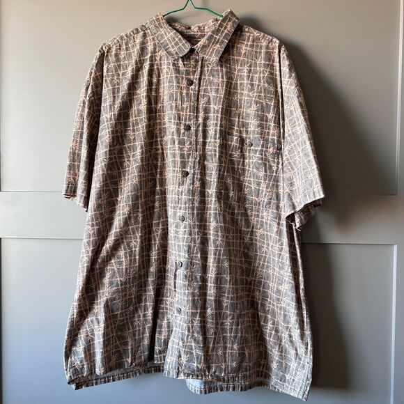Island Shores Hawaiian Shirt XXL 100% Cotton Brown Bamboo Aloha Camp Tropical - Picture 1 of 13